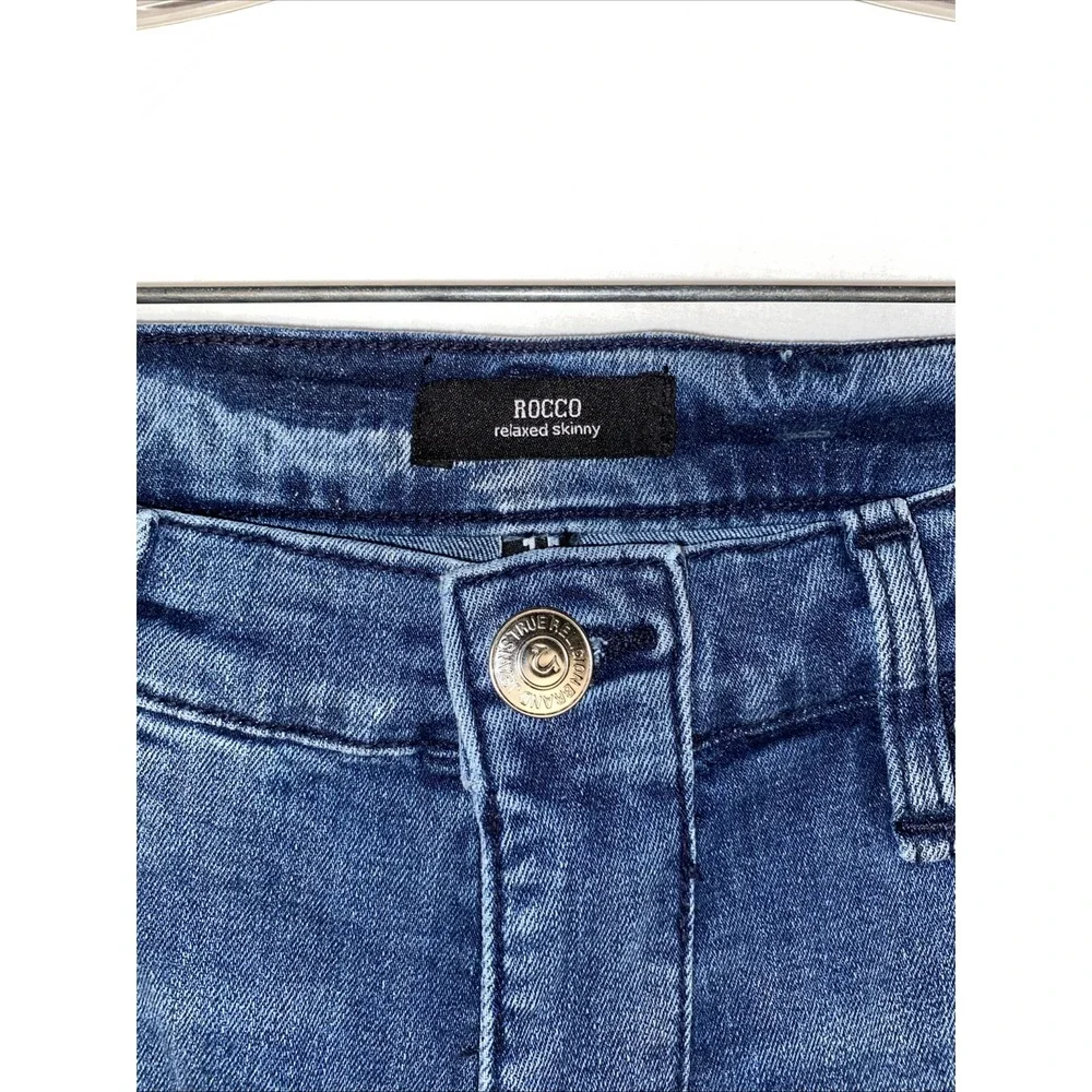 True Religion 33x32 Men's Rocco Moto Relaxed Skinny Denim Jeans Ribbed‎ NWT